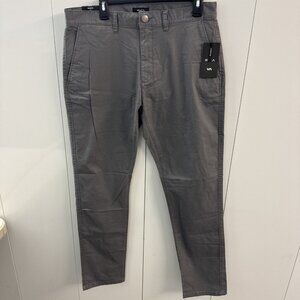 RVCA Pants Mens 34 Gray Daggers Fit Slim Straight Chino Preppy Skater Surfer NWT